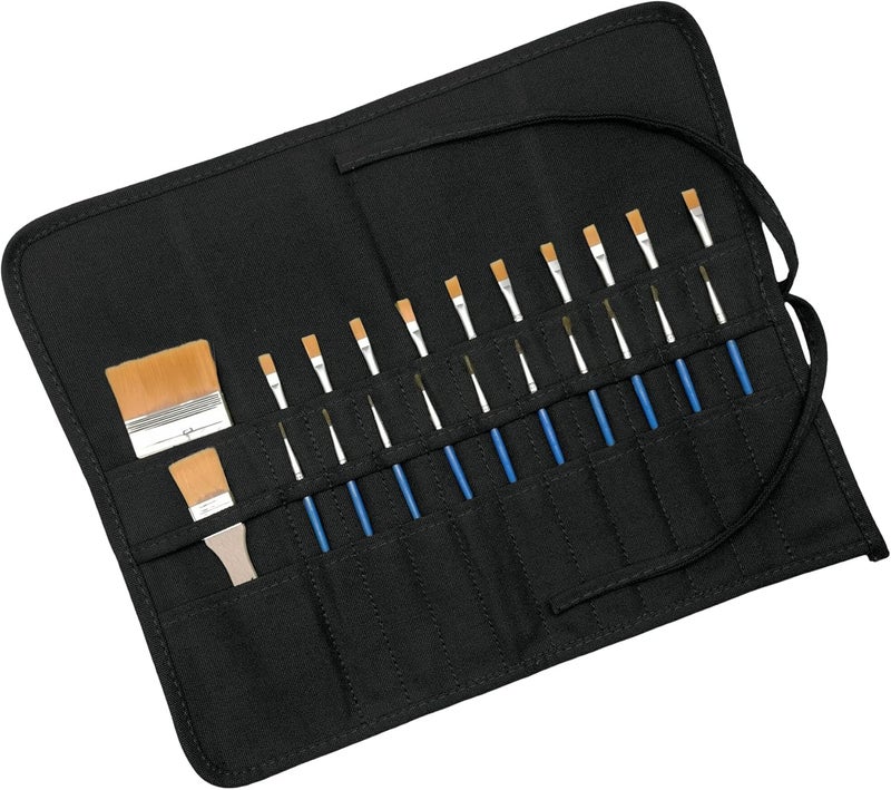 Funny live Paint Brush Holder Art Supplies, Artist Brush Holder & Storage Organizer Roll-Up Case Bag, Protect Acrylic Oil Watercolor Paintbrushes (Black 22 Slot Pockets) - Image 2
